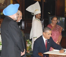 President Obama in the Central Hall of India's Parliament